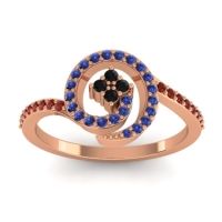 Black Onyx Fashion Ring In 18K Rose Gold With Blue Sapphire And Garnet – Valaya Simple Ring