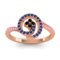 Black Onyx Fashion Ring In 14K Rose Gold With Blue Sapphire And Pink Tourmaline – Valaya Simple Ring