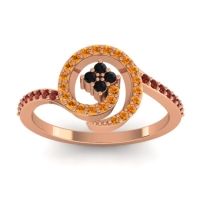 Black Onyx Fashion Ring In 18K Rose Gold With Citrine And Garnet – Valaya Simple Ring