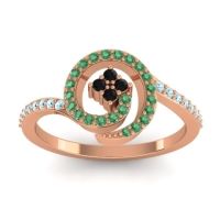 Black Onyx Fashion Ring In 14K Rose Gold With Emerald And Aquamarine – Valaya Simple Ring