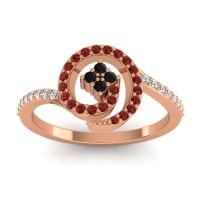 Black Onyx Fashion Ring In 18K Rose Gold With Garnet And Lab Diamond – Valaya Simple Ring