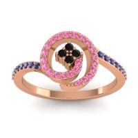 Black Onyx Fashion Ring In 14K Rose Gold With Pink Tourmaline And Blue Sapphire – Valaya Simple Ring