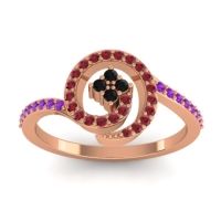 Black Onyx Fashion Ring In 18K Rose Gold With Ruby And Amethyst – Valaya Simple Ring