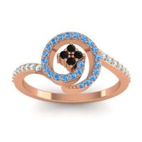 Black Onyx Fashion Ring In 18K Rose Gold With Swiss Blue Topaz And Aquamarine – Valaya Simple Ring