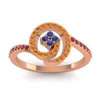 Blue Sapphire Fashion Ring In 18K Rose Gold With Citrine And Ruby – Valaya Simple Ring