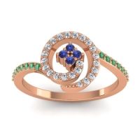 Blue Sapphire Fashion Ring In 14K Rose Gold With Lab Diamond And Emerald – Valaya Simple Ring