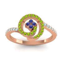 Blue Sapphire Fashion Ring In 14K Rose Gold With Peridot And Aquamarine – Valaya Simple Ring