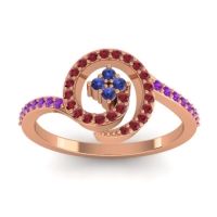 Blue Sapphire Fashion Ring In 14K Rose Gold With Ruby And Amethyst – Valaya Simple Ring