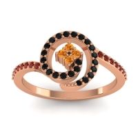Citrine Fashion Ring In 18K Rose Gold With Black Onyx And Garnet – Valaya Simple Ring