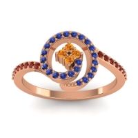 Citrine Fashion Ring In 14K Rose Gold With Blue Sapphire And Garnet – Valaya Simple Ring