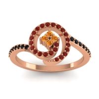 Citrine Fashion Ring In 18K Rose Gold With Garnet And Black Onyx – Valaya Simple Ring