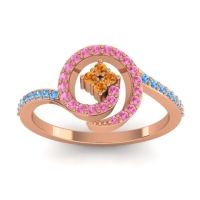 Citrine Fashion Ring In 18K Rose Gold With Pink Tourmaline And Swiss Blue Topaz – Valaya Simple Ring