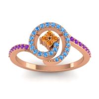 Citrine Fashion Ring In 18K Rose Gold With Swiss Blue Topaz And Amethyst – Valaya Simple Ring