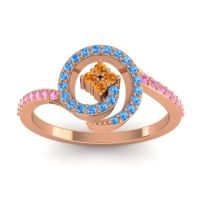 Citrine Fashion Ring In 18K Rose Gold With Swiss Blue Topaz And Pink Tourmaline – Valaya Simple Ring