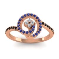Lab Diamond Fashion Ring In 18K Rose Gold With Blue Sapphire And Black Onyx – Valaya Simple Ring