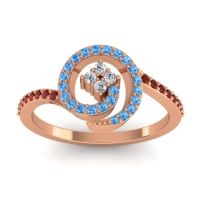 Lab Diamond Fashion Ring In 18K Rose Gold With Swiss Blue Topaz And Garnet – Valaya Simple Ring