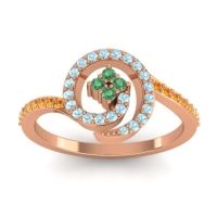Emerald Fashion Ring In 18K Rose Gold With Aquamarine And Citrine – Valaya Simple Ring