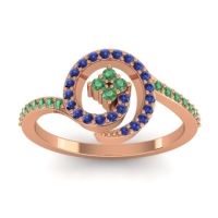 Emerald Fashion Ring In 18K Rose Gold With Blue Sapphire – Valaya Simple Ring