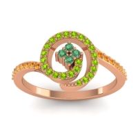 Emerald Fashion Ring In 14K Rose Gold With Peridot And Citrine – Valaya Simple Ring