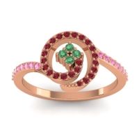 Emerald Fashion Ring In 18K Rose Gold With Ruby And Pink Tourmaline – Valaya Simple Ring