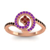 Garnet Fashion Ring In 18K Rose Gold With Amethyst And Black Onyx – Valaya Simple Ring