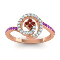 Garnet Fashion Ring In 14K Rose Gold With Aquamarine And Amethyst – Valaya Simple Ring