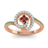 Garnet Fashion Ring In 14K Rose Gold With Aquamarine And Emerald – Valaya Simple Ring