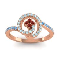 Garnet Fashion Ring In 18K Rose Gold With Aquamarine And Swiss Blue Topaz – Valaya Simple Ring