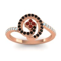 Garnet Fashion Ring In 18K Rose Gold With Black Onyx And Aquamarine – Valaya Simple Ring