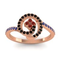 Garnet Fashion Ring In 18K Rose Gold With Black Onyx And Blue Sapphire – Valaya Simple Ring