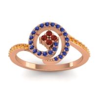 Garnet Fashion Ring In 14K Rose Gold With Blue Sapphire And Citrine – Valaya Simple Ring