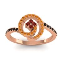 Garnet Fashion Ring In 18K Rose Gold With Citrine And Black Onyx – Valaya Simple Ring