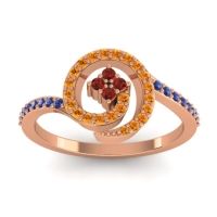 Garnet Fashion Ring In 18K Rose Gold With Citrine And Blue Sapphire – Valaya Simple Ring