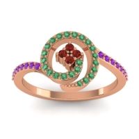 Garnet Fashion Ring In 14K Rose Gold With Emerald And Amethyst – Valaya Simple Ring