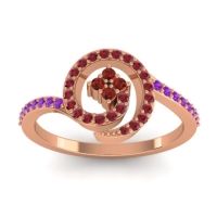 Garnet Fashion Ring In 14K Rose Gold With Ruby And Amethyst – Valaya Simple Ring