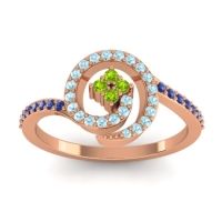 Peridot Fashion Ring In 14K Rose Gold With Aquamarine And Blue Sapphire – Valaya Simple Ring