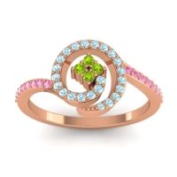 Peridot Fashion Ring In 14K Rose Gold With Aquamarine And Pink Tourmaline – Valaya Simple Ring