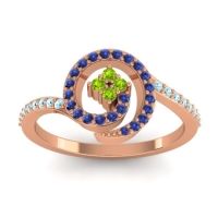 Peridot Fashion Ring In 14K Rose Gold With Blue Sapphire And Aquamarine – Valaya Simple Ring