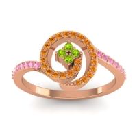 Peridot Fashion Ring In 18K Rose Gold With Citrine And Pink Tourmaline – Valaya Simple Ring