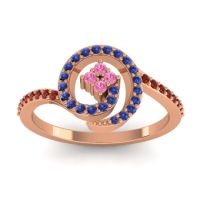 Pink Tourmaline Fashion Ring In 18K Rose Gold With Blue Sapphire And Garnet – Valaya Simple Ring