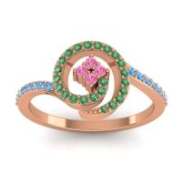 Pink Tourmaline Fashion Ring In 14K Rose Gold With Emerald And Swiss Blue Topaz – Valaya Simple Ring