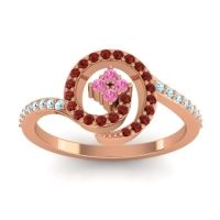Pink Tourmaline Fashion Ring In 18K Rose Gold With Garnet And Aquamarine – Valaya Simple Ring