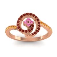 Pink Tourmaline Fashion Ring In 18K Rose Gold With Garnet And Citrine – Valaya Simple Ring