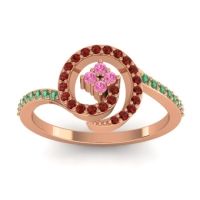 Pink Tourmaline Fashion Ring In 18K Rose Gold With Garnet And Emerald – Valaya Simple Ring