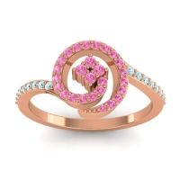 Pink Tourmaline Fashion Ring In 18K Rose Gold With Aquamarine – Valaya Simple Ring
