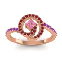 Pink Tourmaline Fashion Ring In 18K Rose Gold With Ruby And Amethyst – Valaya Simple Ring