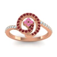 Pink Tourmaline Fashion Ring In 14K Rose Gold With Ruby And Aquamarine – Valaya Simple Ring