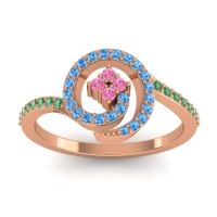 Pink Tourmaline Fashion Ring In 18K Rose Gold With Swiss Blue Topaz And Emerald – Valaya Simple Ring