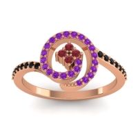 Ruby Fashion Ring In 18K Rose Gold With Amethyst And Black Onyx – Valaya Simple Ring