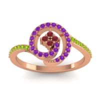 Ruby Fashion Ring In 18K Rose Gold With Amethyst And Peridot – Valaya Simple Ring